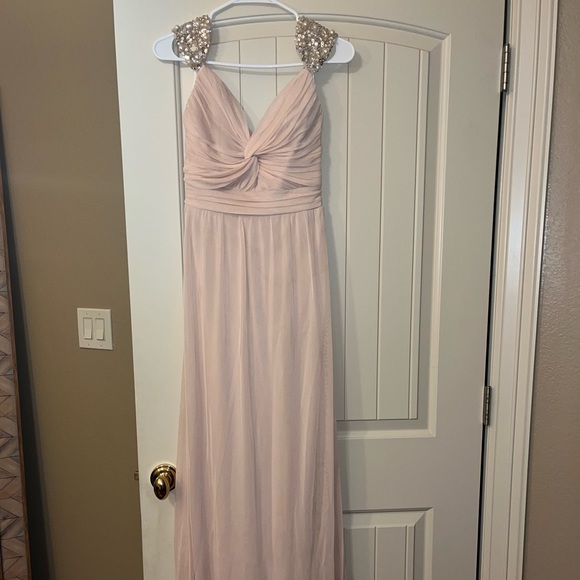 Light pink formal prom party long dress great condition worn 1 time size 3 - Picture 2 of 6